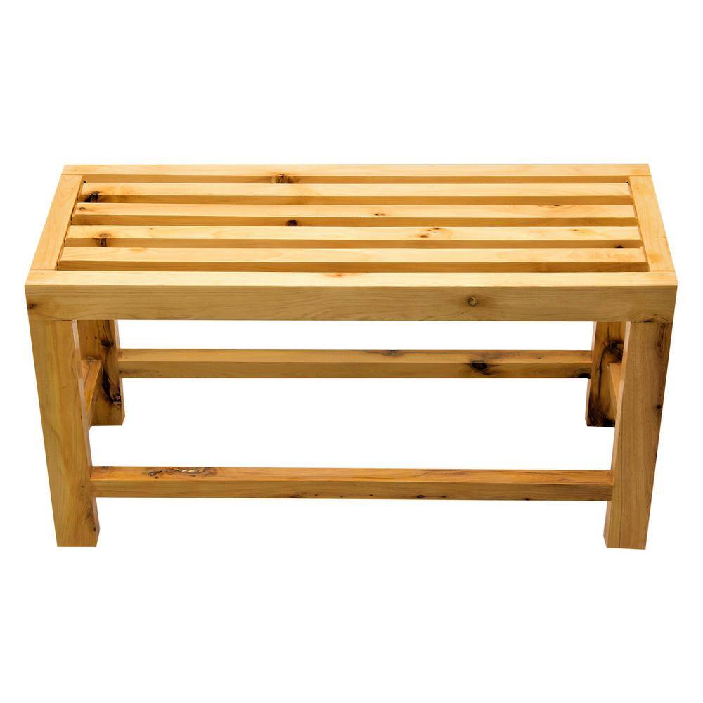 Natural Cedar Wood 26" Slated Single Person Bench