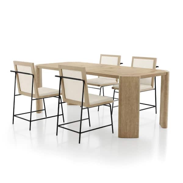 Ashford 5-Piece Rectangle Oak Modern Farmhouse Wood Top Dining Room Set