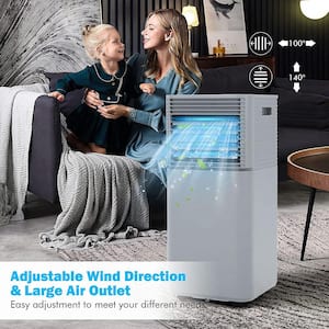7,000 BTU Portable Air Conditioner Cools 350 Sq. Ft. with Dehumidifier, Fan and Remote Control in Casters Gray
