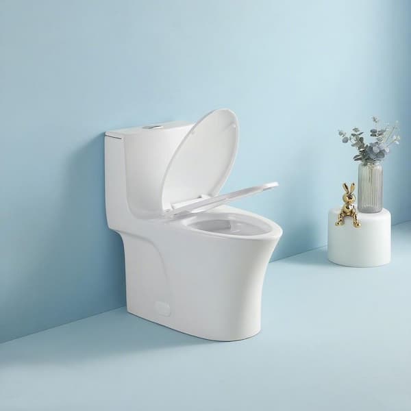 Standard Series 12 in. 1-Piece 1.1/1.6 GPF Dual Flush Elongated Toilet in Glossy White Seat Included