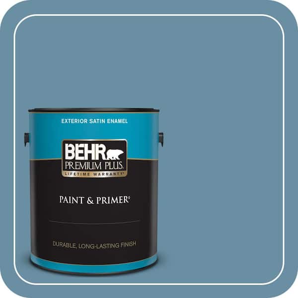 BEHR PREMIUM PLUS 1 gal. #PPU14-04 French Court Satin Enamel Exterior Paint & Primer