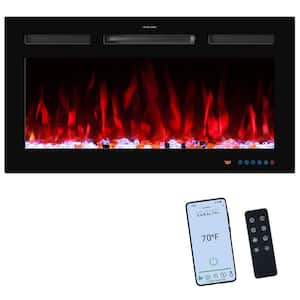 33 in. WiFi Electric Fireplace Inserts Wall Mounted Fireplace Heater with 13 Flame Colors Thermostat Timer App Control