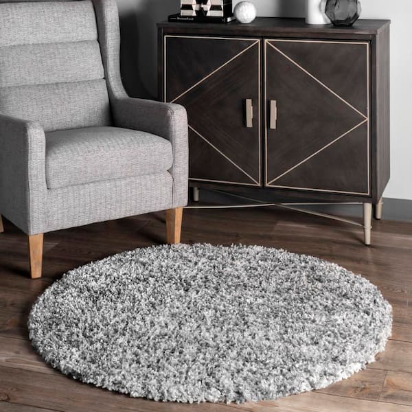 Brooke Shag Tasseled Gray 6 ft. x 6 ft. Area Rug