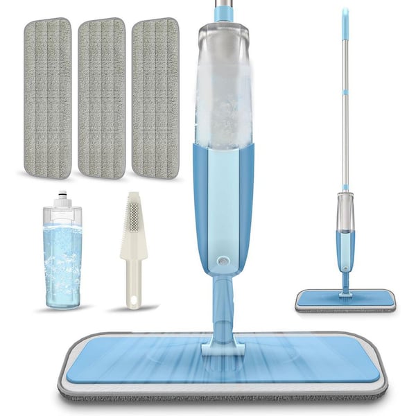 Commercial Cordless Spray Mop for Hardwood Laminate Tile Stone Floors in Gray with 3 Microfiber Pads 360 Rotation