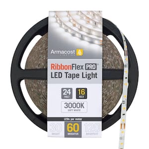 RibbonFlex Pro 16.4 ft. (5M) 24-Volt LED Tape Light, Soft Bright White(3000K), 60 LEDs/M