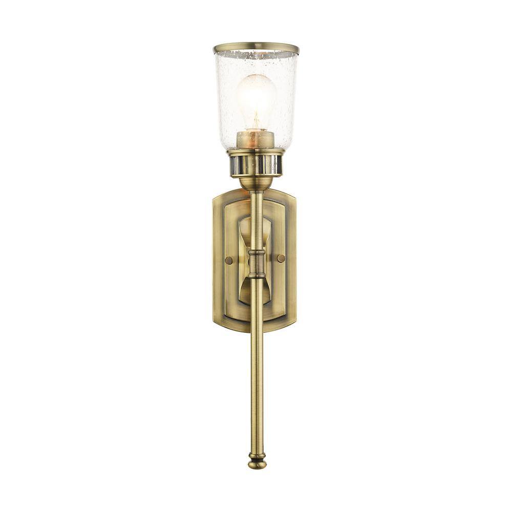Antique Brass Seeded Glass 1-Light Sconce
