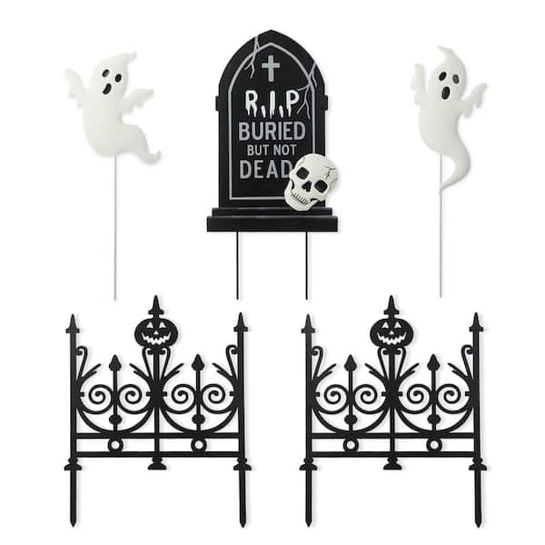 24 in. H Halloween Metal Graveyard Set Yard Stake (Set of 5)