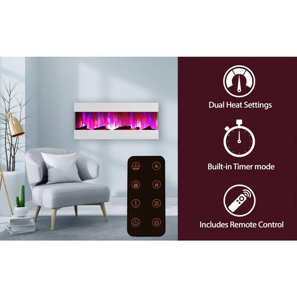 Cambridge 50" White LED Electric Fireplace with Color Changing Display