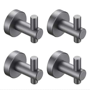 Gluon 4 Pack J-Hook Robe/Towel Hook with Screws in Grey