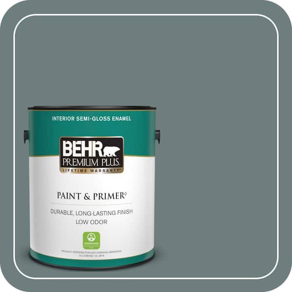 BEHR PREMIUM PLUS 1 gal. #N440-5 Coney Island Semi-Gloss Enamel Low Odor Interior Paint & Primer