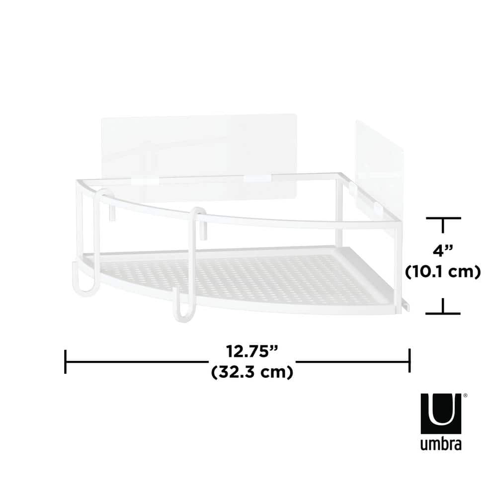 White Metal Corner Shower Caddy Set with Suction Mount