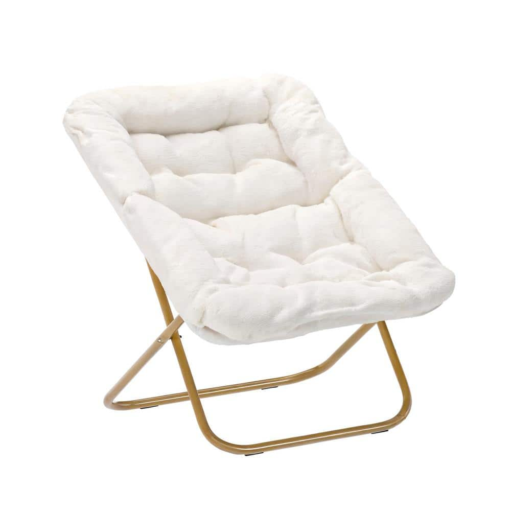 Ivory Faux Shearling Fabric/Soft Gold Frame Fabric Accent Chair -  Carnegy Avenue, FVFSC027IVSGD