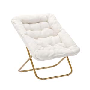 Ivory Faux Shearling Fabric/Soft Gold Frame Fabric Accent Chair