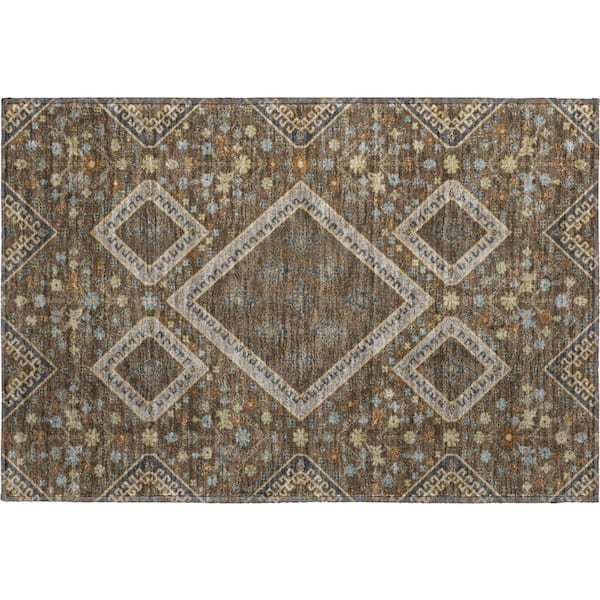 Mayfield Premium Machine Washable Abstract AMF2459 Chocolate 2 ft. x 3 ft. Accent Rug