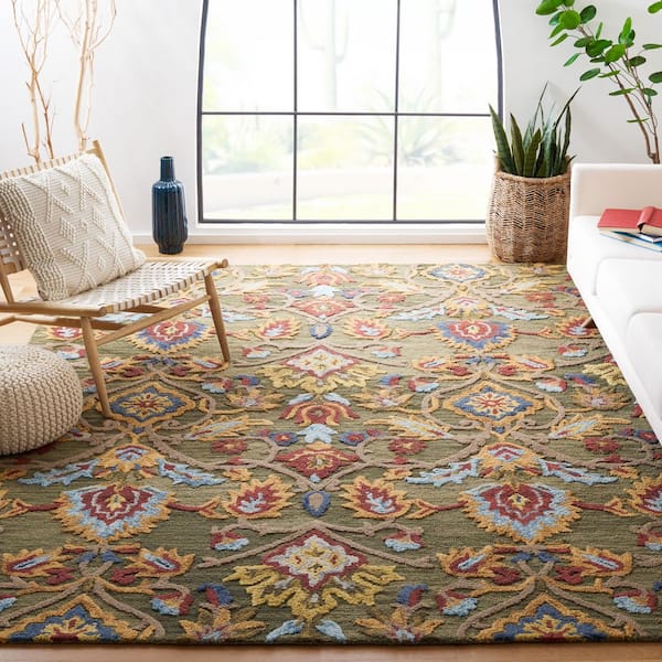 Blossom 12 ft. x 18 ft. Green/Multi Oriental Area Rug