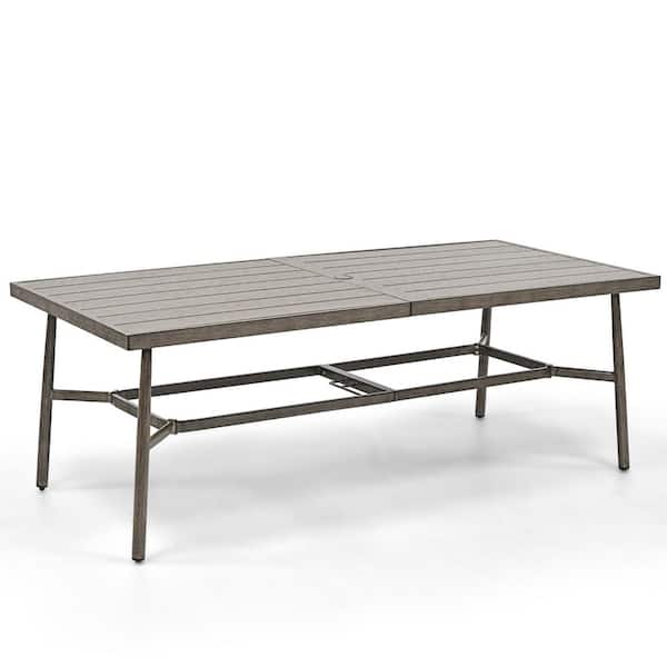 EGEIROSLIFE SleekLine Rectangle Outdoor Aluminum Dining Table with Umbrella Hole