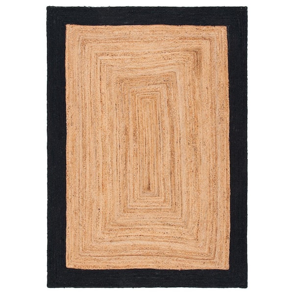 SAFAVIEH Natural Fiber Beige/Black 5 ft. x 8 ft. Woven Border Area Rug