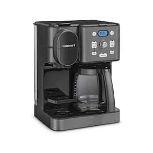 12-Cup, Black Stainless Coffee Center 2 in. 1-Coffee Maker