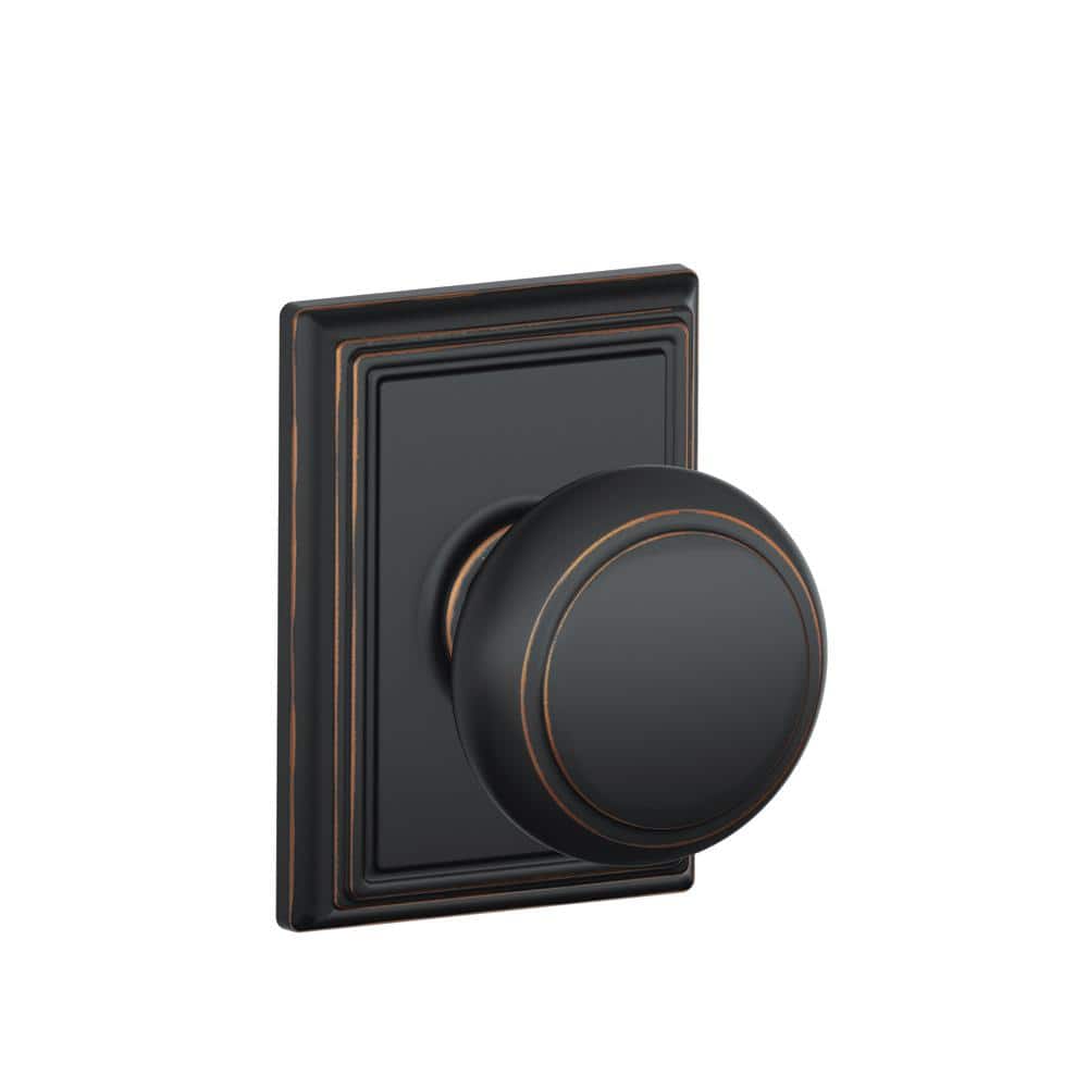 Schlage Andover Aged Bronze Passage Hall/Closet Door Knob with Addison Trim F10  AND 716 ADD The Home Depot
