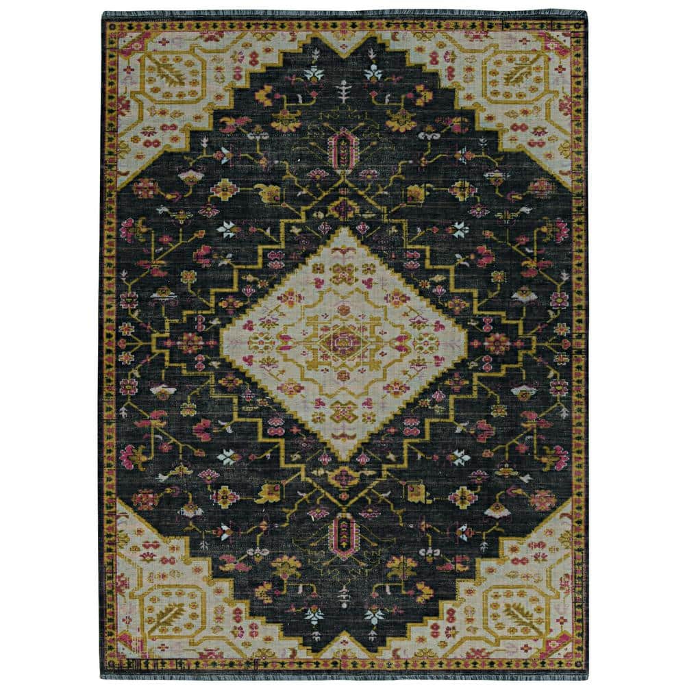 Lena Black and Ivory 2 ft. x 3 ft. Transitional Woven Oriental Polyester Rectangle Indoor Accent Area Rug price history on PriceWatchPro