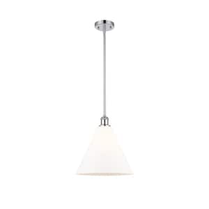 Berkshire 60-Watt 1-Light Polished Chrome Shaded Mini Pendant Light with Frosted Glass Frosted Glass Shade
