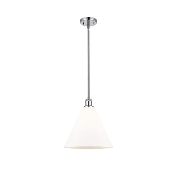 Berkshire 60-Watt 1-Light Polished Chrome Shaded Mini Pendant Light with Frosted Glass Frosted Glass Shade