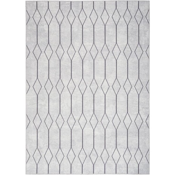 57 GRAND BY NICOLE CURTIS 57 Grand Machine Washable Ivory/Grey 4 ft. x 6 ft. Geometric Contemporary Area Rug