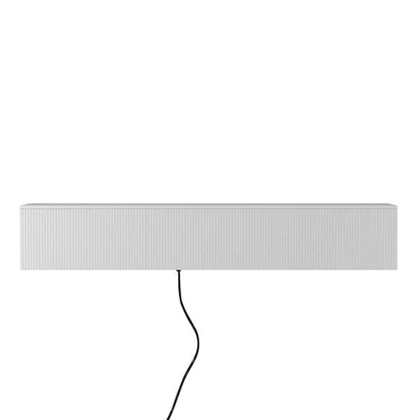 68.80 in. W x 11.80 in. D White Wood Modern Floating Decorative Wall Shelf with Led