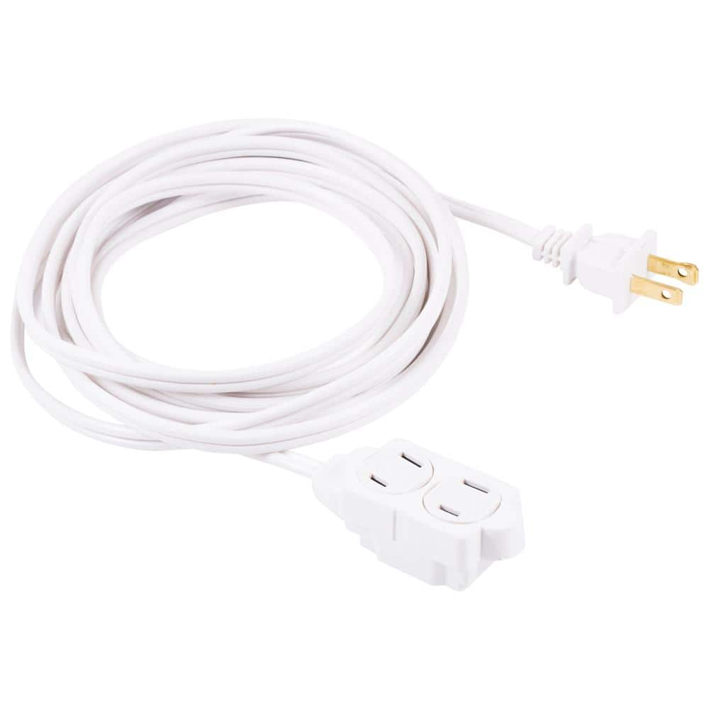 GE 15 ft. 2-Wire 16-Gauge Polarized Indoor Extension Cord, White 51962 ...