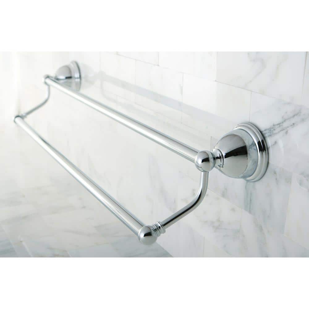 Polished Chrome 24-Inch Dual Wall Mounted Towel Bar