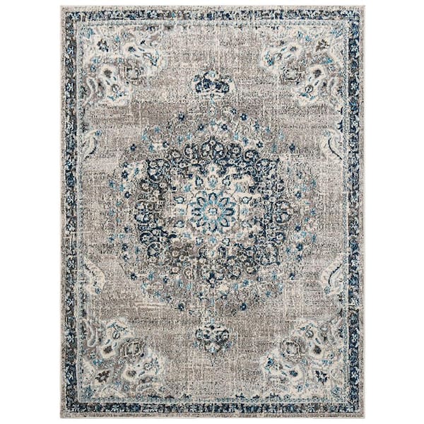 Montana 9 x 12 Teal Medallion Pattern Area Rug for High Traffic Living Room Dining Room Bedroom