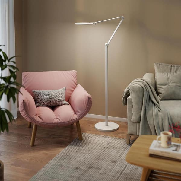 Sunturalux 55 in. White Eye-Caring Dimmable Standard LED Floor Lamp for Home Office