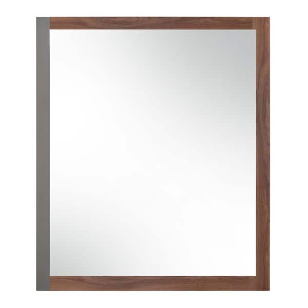 MR MODREST Nova Domus Palermo Italian Faux Concrete Grey and Walnut 39 in. W x 41 in. H Modern Rectangle Wood Framed Mirror