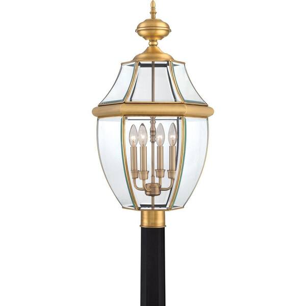 Home Decorators Collection Newbury 4-Light Antique Brass Outdoor Post Lantern