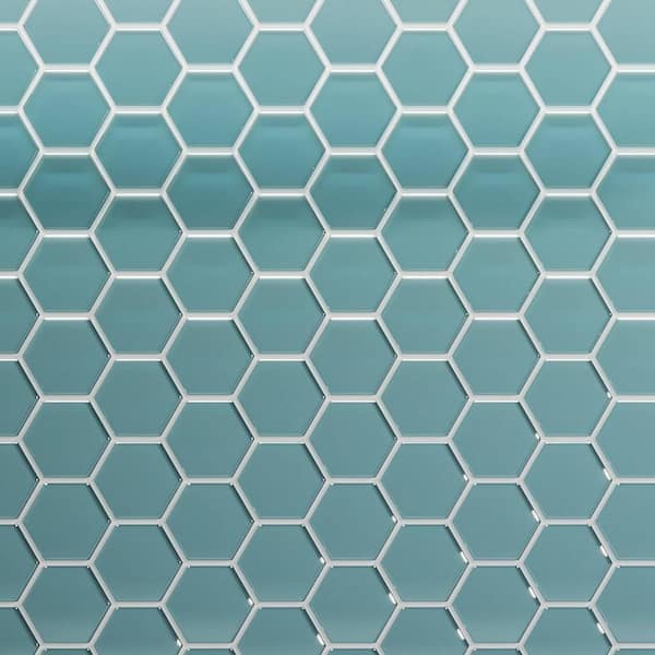 CRUZ BAY STUDIO 3 in. Beehive 10.25 in. x 11.75 in. Hexagon Skyline Gloss Glass Mesh-Mounted Mosaic Tile (9.13 sq. ft./Case)