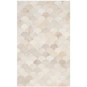 Studio Leather Ivory Doormat 3 ft. x 5 ft. Geometric Area Rug