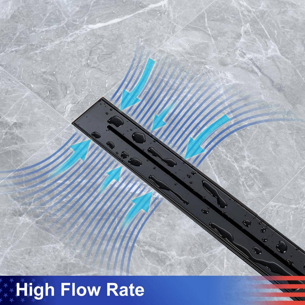 Matte Black 32'' Linear Grid Shower Drain