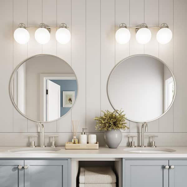 Silverdale Collection 7.12 in 3-Light Brushed Nickel Soft Modern Vanity Light for Bathrooms