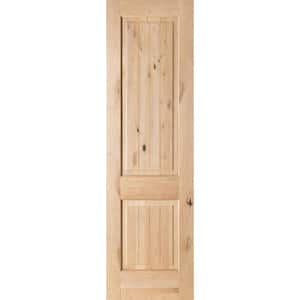 28 in. x 96 in. Knotty Alder 2 Panel Square Top with V-Groove Solid Wood Core Interior Door Slab