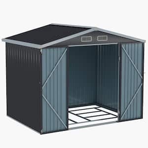 8 ft. W x 10 ft. D Metal Storage Shed with Outdoor Floor Frame and Lockable Door 80 sq. ft., Black
