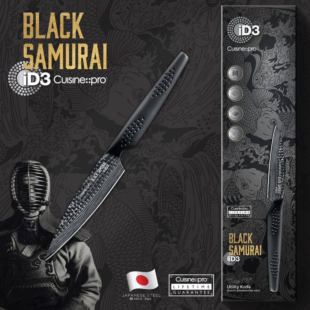 iD3 BLACK SAMURAI 4 in. Steel Full Tang Utilty Knife - thumbnail 3