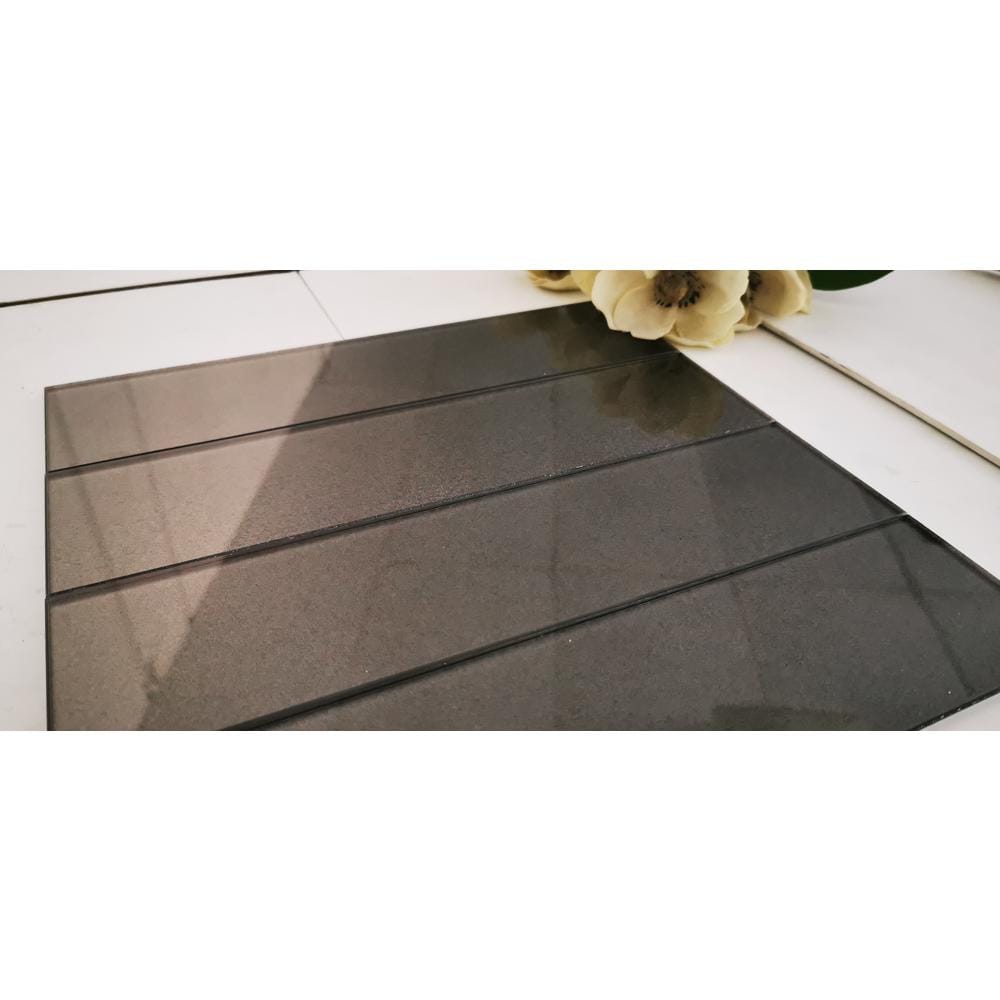 Gray Glossy 3x12 Glass Subway Wall Tile