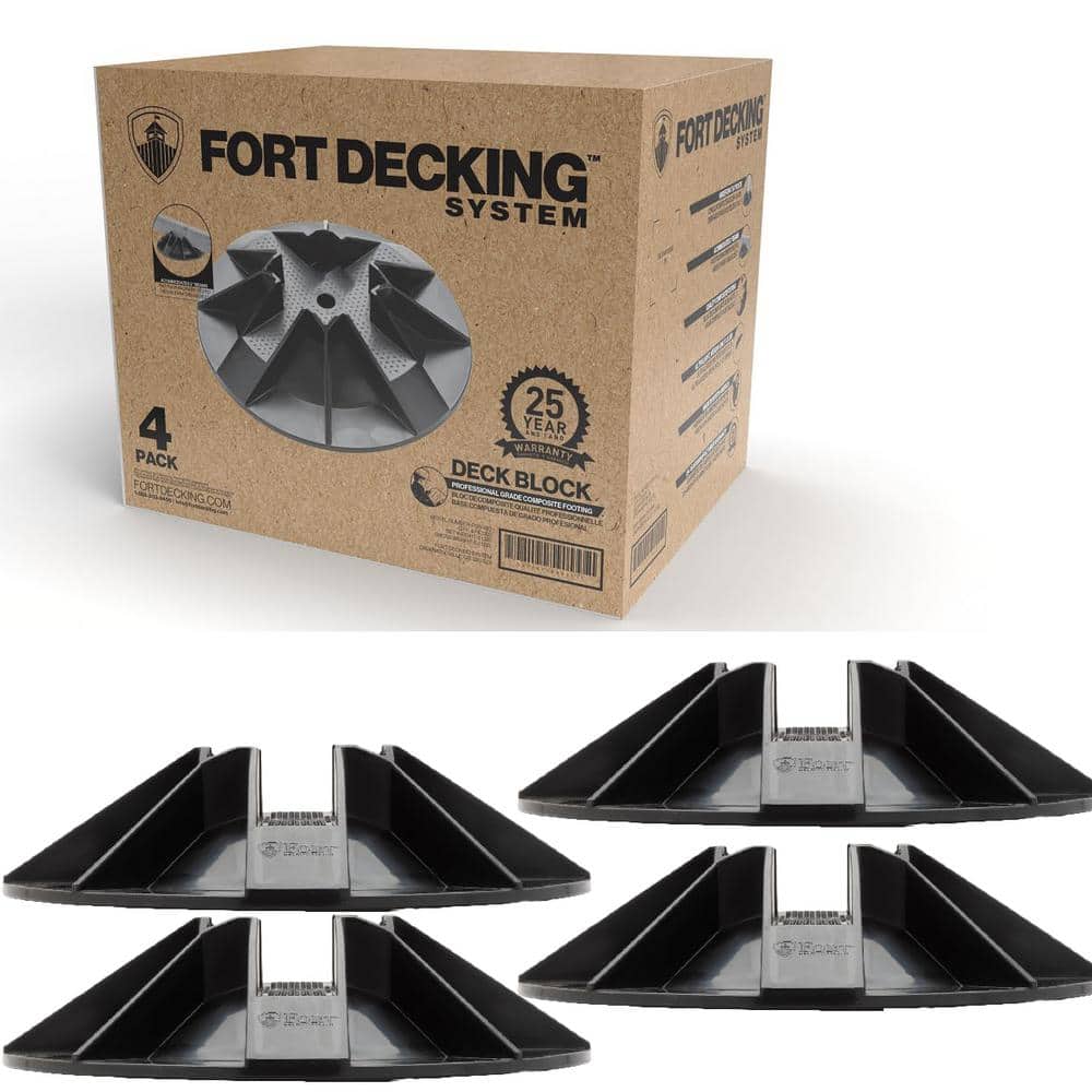 4-Piece 4 x 4 Posts Black High Density Plastic Foundation Deck Blocks, Desi