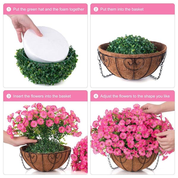 20.5 in. Pink Outdoor Artificial Flower UV Resistant Hanging