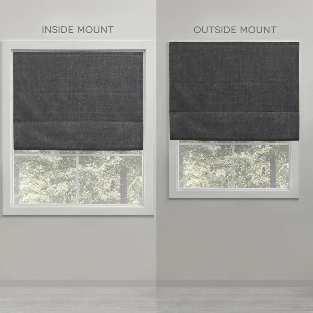 Acadia Aqua Cordless Blackout Roman Shade with Linen Fabric, 31" x 64"