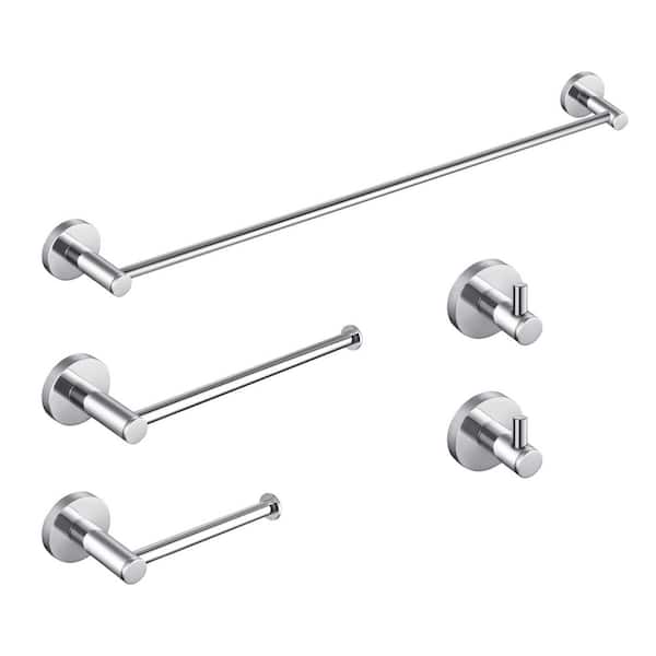 Bathroom Accessories 5-Piece Bathroom Hardware Set with Towel Bar/Rack Toilet Paper Holder Towel/Robe Hook in Chrome