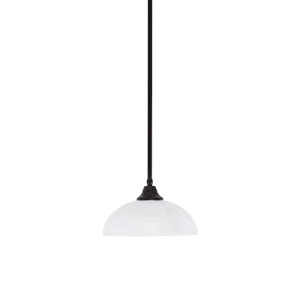 Unbranded Sparta 100-Watt 1-Light Espresso Stem Pendant Light with Clear Ribbed Glass and Light Bulb Not Included