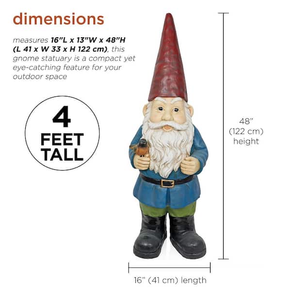 Alpine Corporation 48 in. Gnome with Bird Statuary ZKD100