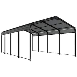 12 ft. W x 20 ft. D Eggshell Shaped Galvanized Steel Carport Car Canopy and Shelter, Black for Car and Tractor