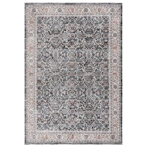 Artifact Charcoal/Gray 4 ft. x 6 ft. Border Floral Ornate Area Rug